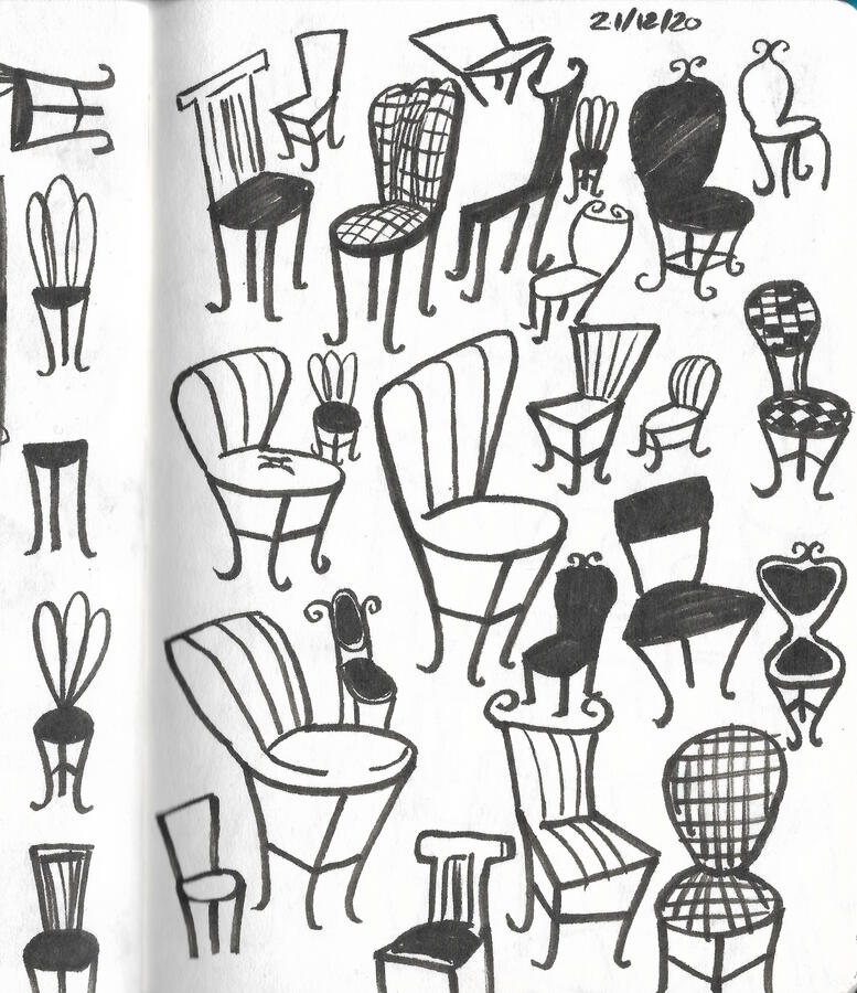Chair sketchbook concept art